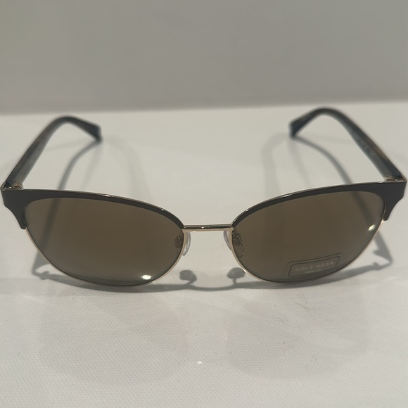 NWT Cole HAAN Unisex Designet Sunglasses with goldtone and brown rim 100% UV. - Picture 6 of 6